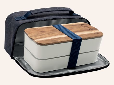 Bento + Lunch Bag 11h58, Blanc / Bleu jeans