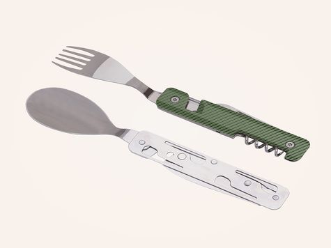 Multifunction Cutlery 13h25, Green khaki aluminum