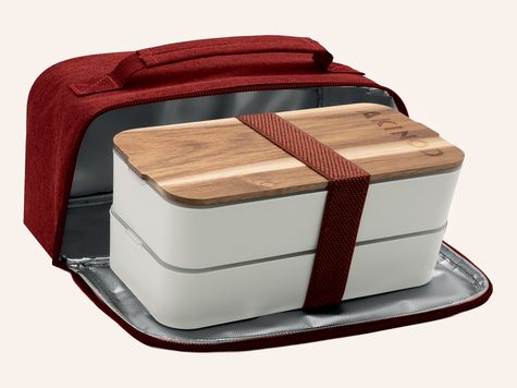 Bento + Lunch Bag 11h58, Blanc / Terracotta