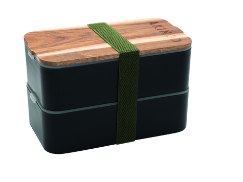 Bento + Lunch Bag 11h58, Black / Green khaki