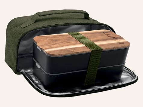 Bento + Lunch Bag 11h58, Black / Green khaki